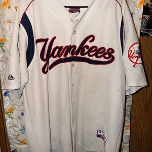Y2K Majestic NY Yankees Derek Jeter #2 MLB White Baseball Jersey